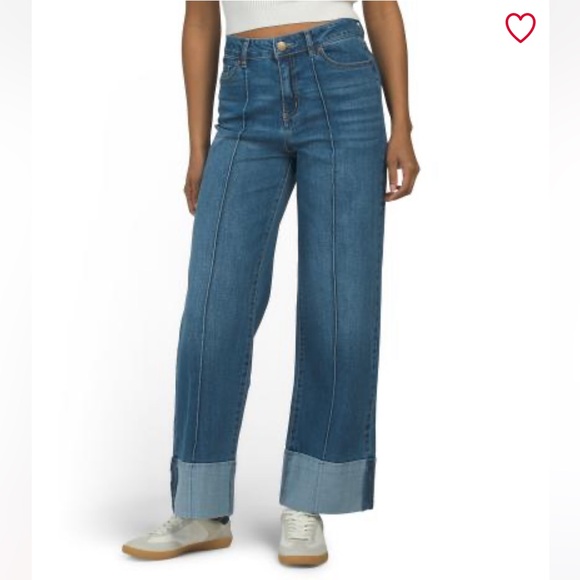 Denim - Blue Revival Wide Leg Cuffed Blue Women's Jeans